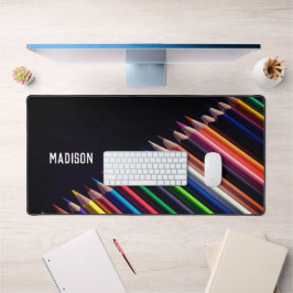 Gekleurde potloden, jouw naam, professioneel bureaumat