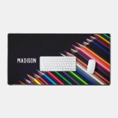 Gekleurde potloden, jouw naam, professioneel bureaumat (Keyboard & Muis)