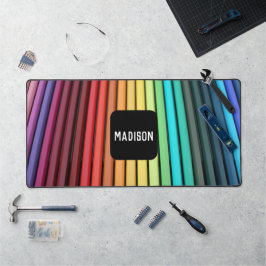 Gekleurde potloden, jouw naam, professioneel bureaumat