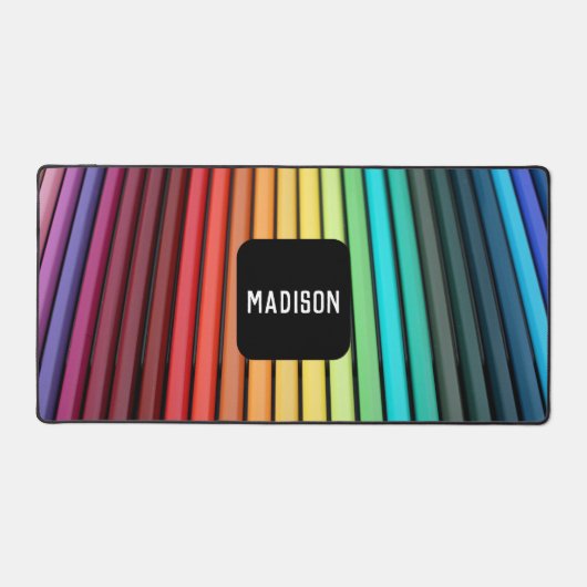 Gekleurde potloden, jouw naam, professioneel bureaumat (Voorkant)