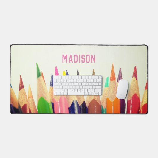 Gekleurde potloden, jouw naam, professioneel bureaumat (Keyboard & Muis)