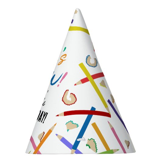 Gekleurde potloden Kinder kunst verjaardagsfeest Feesthoedjes (Rechts)