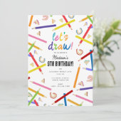 Gekleurde potloden Kinder kunst verjaardagsfeest Kaart (Staand voorkant)