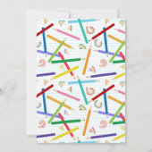 Gekleurde potloden Kinder kunst verjaardagsfeest Kaart (Achterkant)