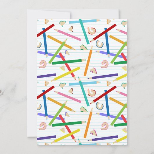 Gekleurde potloden Kinder kunst verjaardagsfeest Kaart (Achterkant)