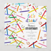 Gekleurde potloden Kinder kunst verjaardagsfeest Kaart (Voorkant / Achterkant)