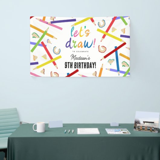 Gekleurde potloden Kinder kunst verjaardagsfeest Spandoek (Beurs)