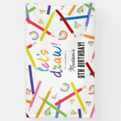Gekleurde potloden Kinder kunst verjaardagsfeest Spandoek (Verticaal)