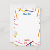 Gekleurde potloden Patroon Kinder aangepaste naam Bedankkaart (Voorkant)