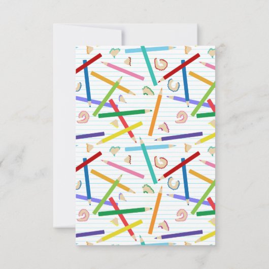 Gekleurde potloden Patroon Kinder aangepaste naam Bedankkaart (Achterkant)