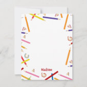 Gekleurde potloden Patroon Kinder aangepaste naam Notitiekaartje (Voorkant)