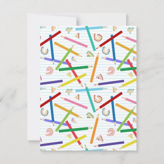 Gekleurde potloden Patroon Kinder aangepaste naam Notitiekaartje (Achterkant)