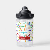 Gekleurde potloden Patroon Kinder School Waterfles (Achterkant)