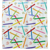 Gekleurde potloden Patroon Kinderen Douchegordijn (Voorkant)