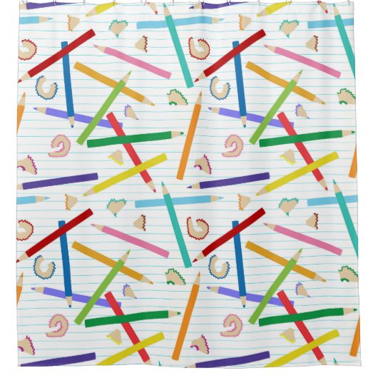 Gekleurde potloden Patroon Kinderen Douchegordijn (Voorkant)