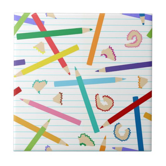 Gekleurde potloden Patroon Kinderen Tegeltje (Voorkant)