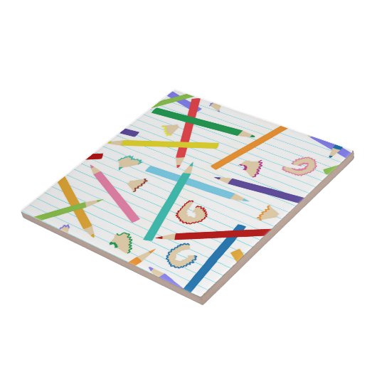 Gekleurde potloden Patroon Kinderen Tegeltje (Zijkant)