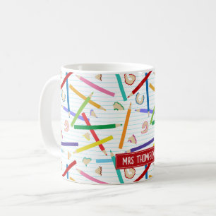 Gekleurde potloden Patroon Leraar Waardering Gift Koffiemok