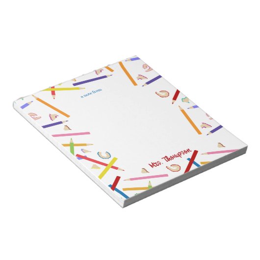 Gekleurde potloden Patroon Leraar Waardering Gift Notitieblok (Schuin)