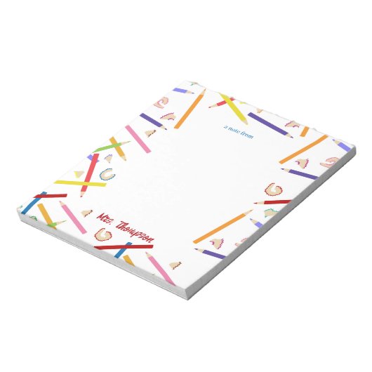 Gekleurde potloden Patroon Leraar Waardering Gift Notitieblok (Linkerzijde)