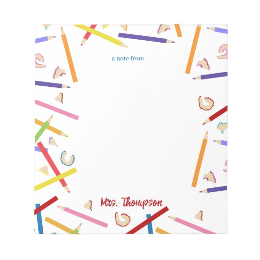 Gekleurde potloden Patroon Leraar Waardering Gift Notitieblok (Voorkant)