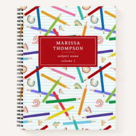 Gekleurde Potloden Patroon School Leraar Student Notitieboek