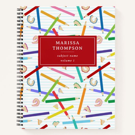Gekleurde potloden Patroon School leraar Student Notitieboek (Voorkant)