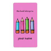 Gekleurde potloden roze Boekplaat Etiket (Voorkant)