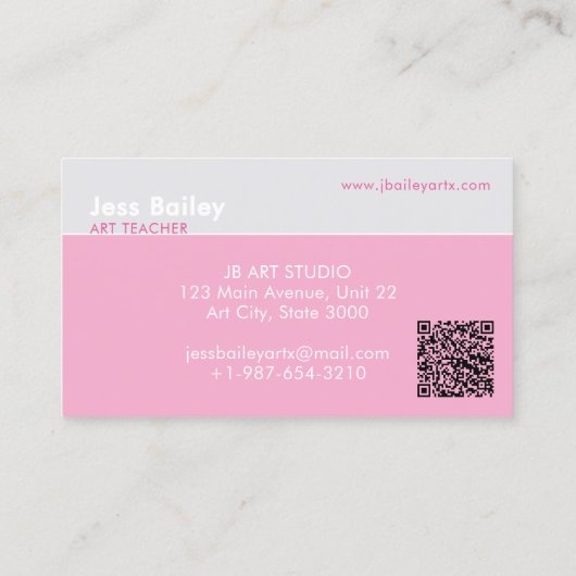 Gekleurde potloden Roze Leraar Visitekaartje (Achterkant)