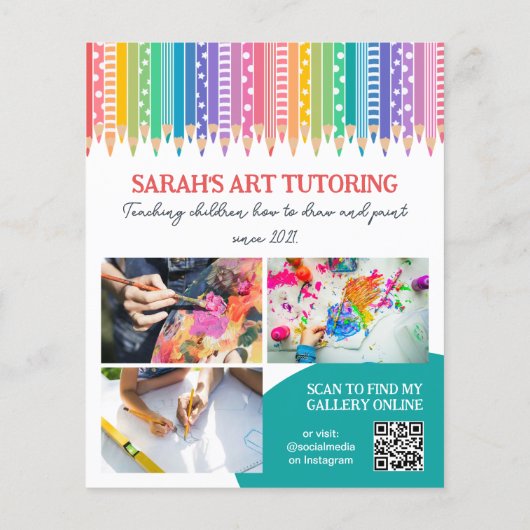 Gekleurde potloden Sterren Kunstlessen Tutor Promo Flyer (Achterkant)