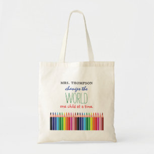 Gekleurde Potlood Citaat Docenten Waardering Tote Bag