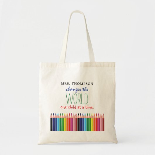 Gekleurde Potlood Citaat Docenten Waardering Tote Bag (Voorkant)