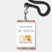 Gekleurde Potlood Leraar Hall Pass voor Klaslokaal Badge (Voorzijde met lanyard)