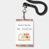 Gekleurde Potlood Leraar Hall Pass voor Klaslokaal Badge (Achterkant met lanyard)