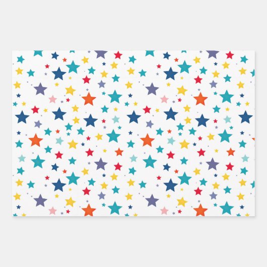 Gekleurde potlood schoolbus kleurrijke sterren inpakpapier vel (Voorkant 3)