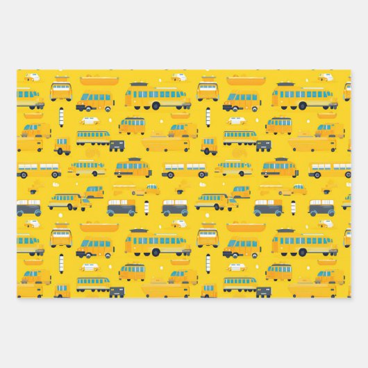 Gekleurde potlood schoolbus kleurrijke sterren inpakpapier vel (Voorkant 2)