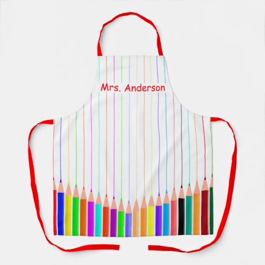 gekleurde potloodstrips om Apron aan te passen Schort (Voorkant)