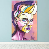 Gekleurde Punk Vrouw Canvas Print Met Schildering (Insitu (Houten vloer))