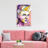 Gekleurde Punk Vrouw Canvas Print Met Schildering (Insitu (Woonkamer))