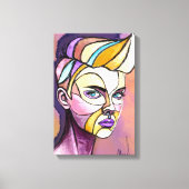 Gekleurde Punk Vrouw Canvas Print Met Schildering (Voorkant)