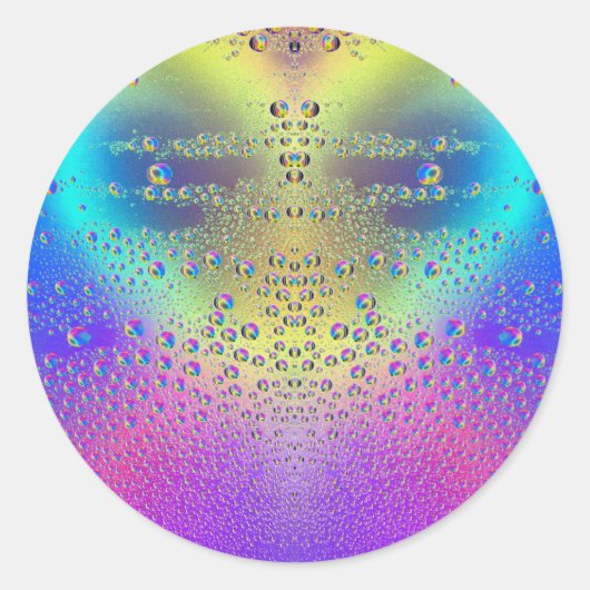 Gekleurde regendruppels ronde sticker (Voorkant)