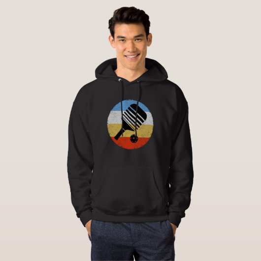 gekleurde Retro Pickleball Hoodie (Voorkant volledig)