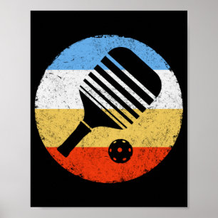  gekleurde Retro Pickleball Poster