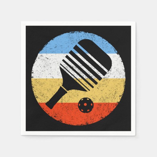  gekleurde Retro Pickleball Servet (Voorkant)