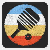  gekleurde Retro Pickleball Vierkante Sticker (Voorkant)