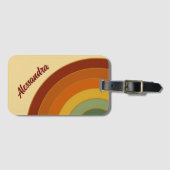 Gekleurde retrocessiegeleerde regenboognaam bagagelabel (Voorkant (horizontaal))