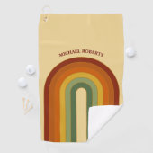 Gekleurde retrocessiegeleerde regenboognaam golfhanddoek (Insitu)