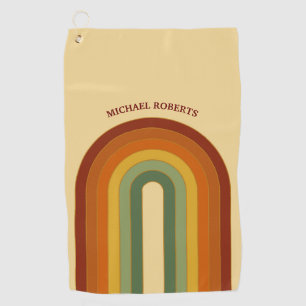 Gekleurde retrocessiegeleerde regenboognaam golfhanddoek