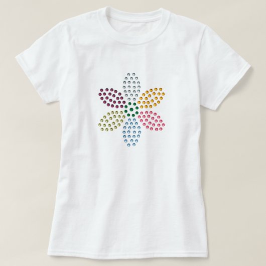 gekleurde Rhinestone Flower Tee Shirt (Design voorkant)