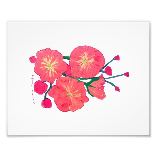 Gekleurde rode bloemen foto afdruk (Voorkant)